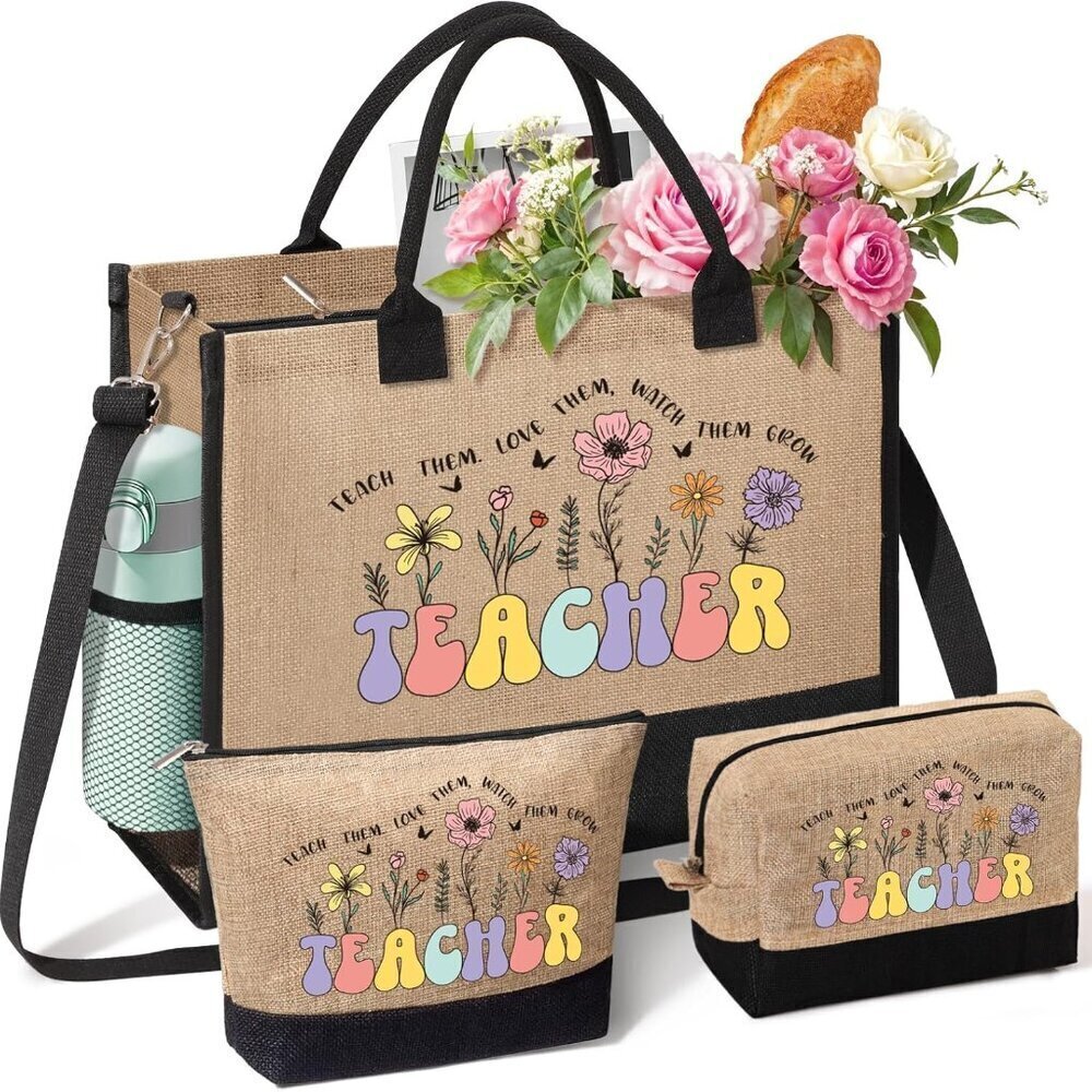 Teacher Appreciation Tote Bag for Women Jute Personalized Gift for Women